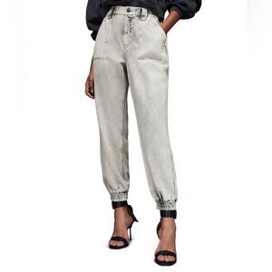 🆕 AllSaints Dani High Rise Denim Jogger in Anthracite Grey Size 12